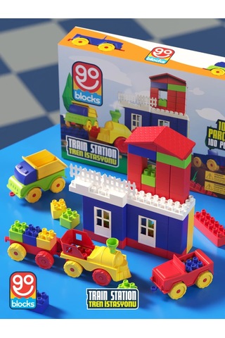 Go Blocks Train Station 100 Parça Yapı Blok Seti Yapı Oyuncakları Mega Blok