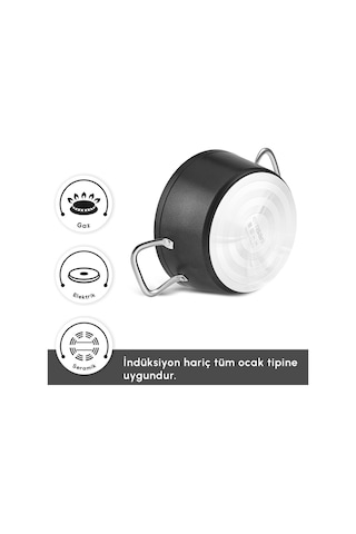 Emsan Biogranit Power Inox 8 Parça Tencere Seti Gümüş