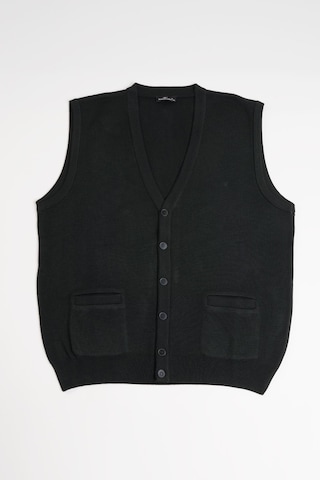 Woolen World Cepli V Yaka Battal Büyük Boy Düğmeli Yünlü Triko Yelek Siyah