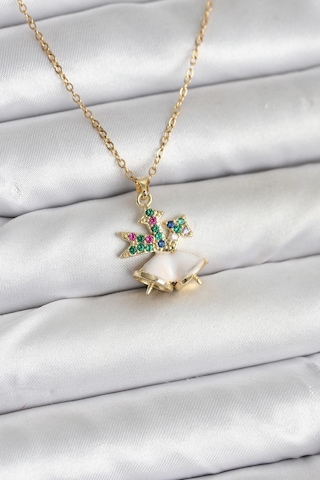 Zarif Boyunlar İçin Golden Çelik Zincir Chirtsmas Bell Yılbaşı Tema Kadın Kolye Metalik