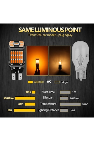 Xuweiwei 4 Adet Aıleo T15 W16w Led 921 912 T16 902 Ampul 45 Adet 4014smd Araba Geri Vites Işıkları Sarı Beyaz 12v Beyaz