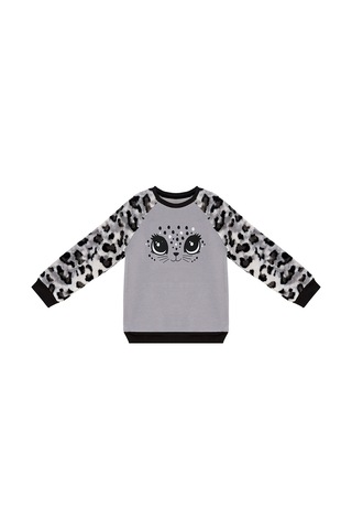 Denokids Leopar Peluş Kız Çocuk Sweatshirt Çok Renkli