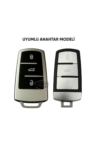 Volkswagen Passat B6 B7 Uyumlu Silikon Anahtar Kılıfı Oto Anahtar Kabı Darbe Emici Anahtarlık Koyu Titan Gri 00 Şüscaroto Aksesuar