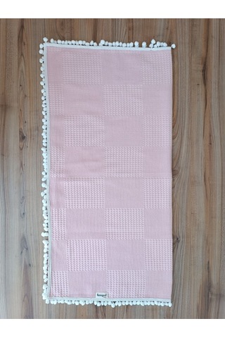 S.kahve Kız Erkek Bebek Battaniyesi Pike %100 Pamuklu Doğal Organik Uyku Çift Taraflı Örtü 86x86cm Btn10248 Pembe