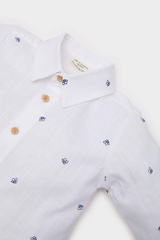 DeFacto Erkek Bebek Desenli Flamlı Poplin Uzun Kollu Gömlek E2022A525SPER85 Ekru