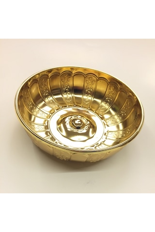 Nostaljik Osmanlı Hanedan Demir Hamam Tası Altın Sarı Renk 20 CM