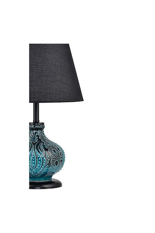 Patara Masa Lambası Abajur Yeşil Çinili Siyah Yeşil