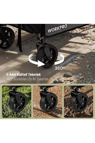 Workpro Wp285015 80kg 4 Tekerli Katlanabilir Ağır Hizmet Taşıma Arabası Fr Wp285015