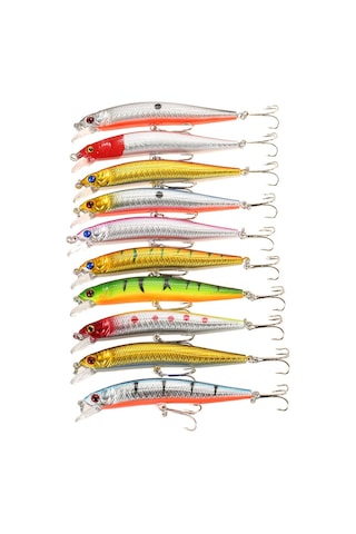 Maiyame Abs Sert Balık Yemleri 9.7cm 8.6g, Gerçekçi Görünüm, 0.3-1.2m Derinlik, 6 İğne, 10 Adet Paket