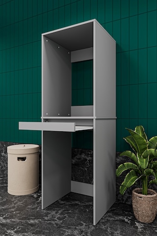 Asra Trend Çamaşır ve Kurutma Makinesi Dolabı BD05 %100 MDF Çekmeceli Raf Koyu & Gri