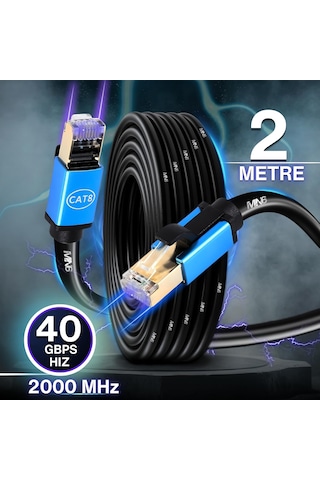 M111xf 2 Metre Cat8 Kablo/40gbps-2000mhz-26 Awg-s/ftp-2 Metre Cat8 Ethernet Kablosu