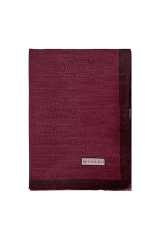 Vakko Pamuk İpek Şal - Helezon Monogram - Bordo