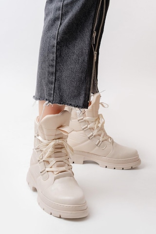 Asm-083 Bej Bağcıklı Su Geçirmez Kadın Kar Botu-bej Bej