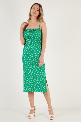 Lela Önü Büzgülü Ip Askılı Yırtmaçlı Fitted Midi Bayan Elbise 5865362 Yeşil
