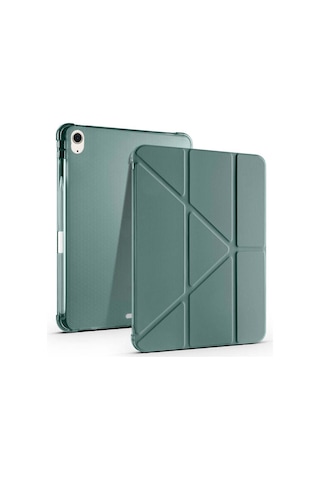 Apple Uyumlu iPad Air 11'' M3 2025 m2 2024 Üçgen Katlanabilir Kalem Şarj Bölmeli Standlı Kılıf Kapaklı