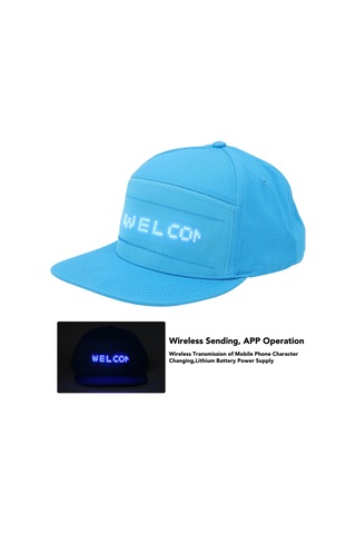 Yaozixa Bluetooth İle Telefon İle Düzenlenebilir Metin Gösteren Led Ekranlı Pamuklu Ayarlanabilir Kasa Mavi Halloween Şapka