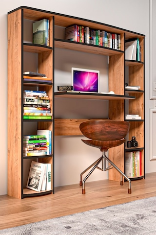Çalışma Masası 10 Raflı Kitaplık Raf Atlantik Çam Kahverengi
