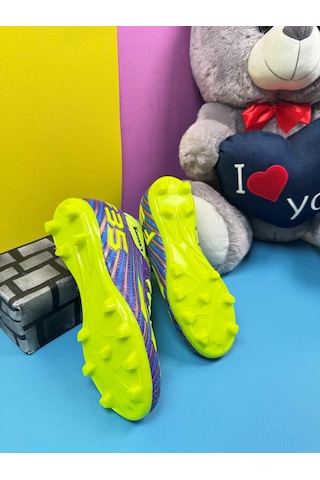 Erkek Çocuk Halısaha Kranpon Çoraplı Çivili Futbol Spor Ayakkabısı F35kr Mor-sarı