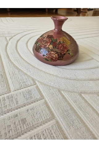 Elvey Home Velora Bambu Krem Doğal Gerçek Bambu Kadife İnce Sık Dokuma Özel Kesim Halı