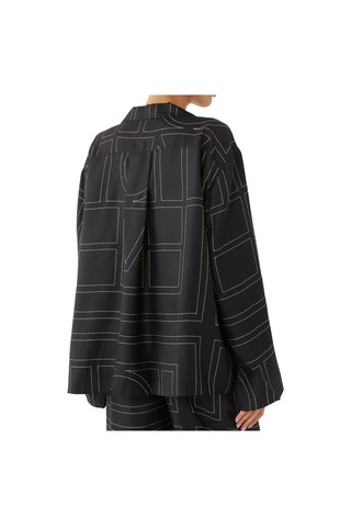 Toteme Şık Monogram Ipek Pijama Üstü Siyah