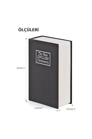 Büyük Boy Kitap Görünümlü Anahtarlı Çelik Kasa Altın Takı Kutusu Kasa Kumbara Kilitli Sandık 180x115