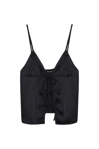 Ollacollection Fiyonk Detaylı Askılı Bluz Siyah