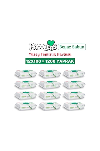 Paddlers Easy Clean Beyaz Sabun Katkılı Yüzey Temizlik Havlusu 1200 Yaprak (12x100)