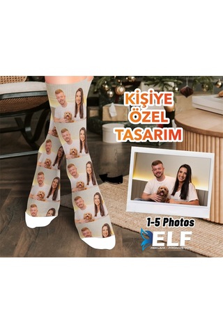 Kişiye Özel Resimli Çorap Beyaz