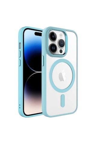 Apple Uyumlu iPhone 14 Pro Max Kılıf Wireless Şarj Özellikli Zore Krom M-safe Silikon Kapak Yeşil