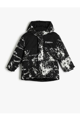 Koton Oversize Kapşonlu Mont Lastik Manşetli Rüzgar Kapaklı Siyah 5wkb00012tw Siyah
