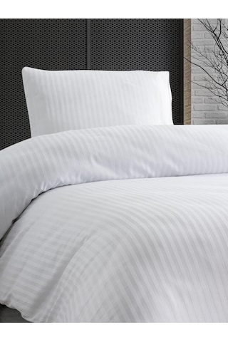 Tek Kişilik Nevresim Takımı Çizgili Yollu Saten Otel Tipi Kutulu