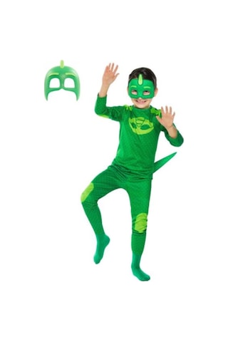 Pj Maskeliler Pijamaskeliler Kertenkele Çocuk Kostüm - Tulum + 2 Adet Maske Set Çok Renkli Pj Maskeliler Pijamaskeliler Kertenkele Çocuk Kostüm - Tulum + 2 Adet Maske Set Çok Renkli