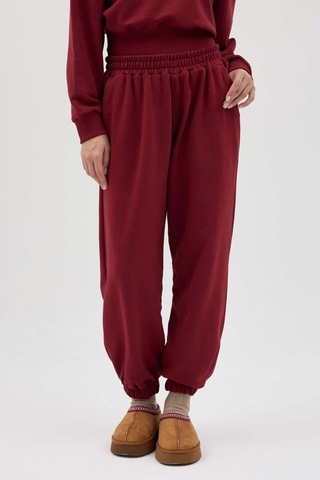Buly Cozy Beli Lastikli Jogger Eşofman Altı Bordo