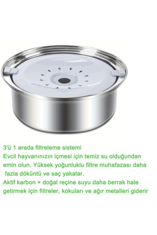 Ecronicword Paslanmaz Çelik Evcil Hayvan Su Kabı Kediler Köpekler 2.5l W13