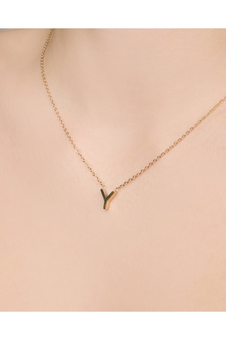 Lekka Design Kadın Kararmaz Çelik Takı Y Harf Kolye