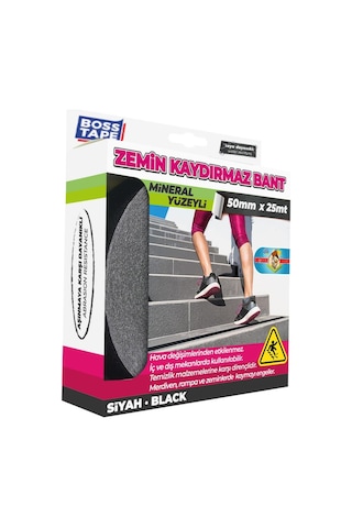 Bosstape Zemin Merdiven Kaydırmaz Bant 50mmx25mt Siyah