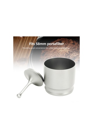 Xiyyadms 58mm Çelik Kahve Tozu Toplayıcı Seti - Kapağı Ve Press Aleti İle Profesyonel Portafilter Uyumlu, Sağlıklı Ve Temizlenmesi Kolay Kahve Gereci Gümüş Gümüş