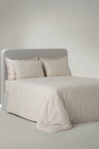 Ecocotton Samira Bej %100 Organik Pamuk Kenevir Çift Kişilik Nevresim Takımı Bej