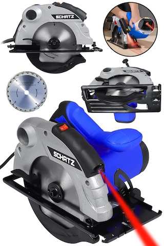 Schatz Profesyonel 1400w Metal Şanzıman Lazerli Daire Testere Bakır Sargılı Sunta Kesme Makinesi Mavi