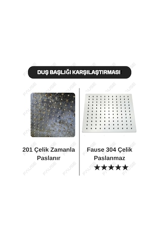 Fause Kolonlu Tepe Duş Seti Slim Çelik Başlıklar Kds101 Krom