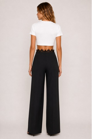 Glenda Lace Waist Palazzo Pantolon Siyah