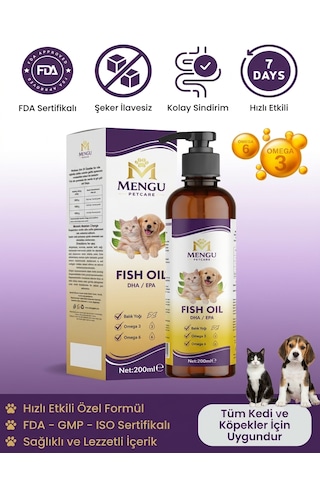 Fish Oil - Kedi Ve Köpekler İçin Balık Yağı Omega 3-6 Epa Dha Norveç Somon Yağı Bağışıklık Desteği