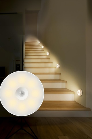 Thentech Merdiven Yanı Hareket Sensörlü Lamba Led Oda Masa Altı Dolap İçi Beyaz