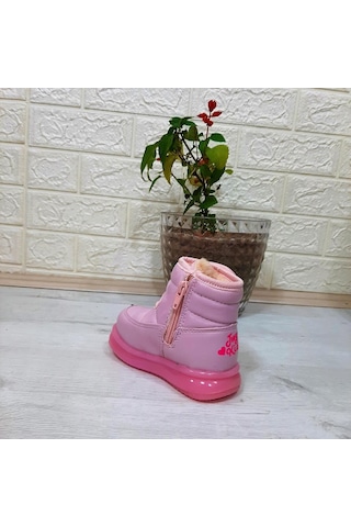 Twingo 9100 Pembe Cırtlı Fermuarlı İçi Kürklü Kız Çocuk Bebe Bot Pembe