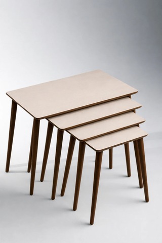 Eg Home İstanbul 4'lü Zigon Sehpa %100 Mdf Krem