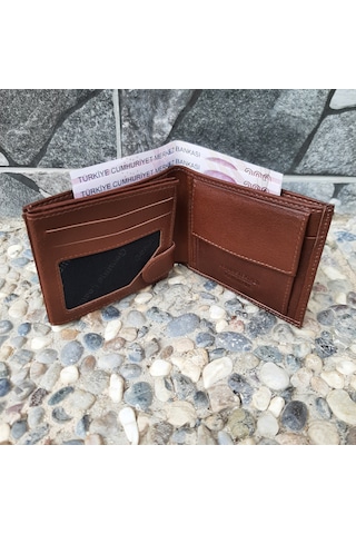 Gvnbag Hakiki Deri Erkek Bozuk Para Gözlü Taba Cüzdan Gvn-0132