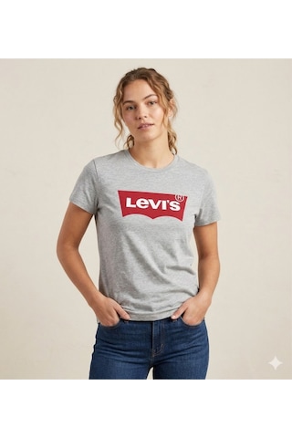 Levi's Saf Pamuk Kadın Gri Tişört Açık Gri-ss19