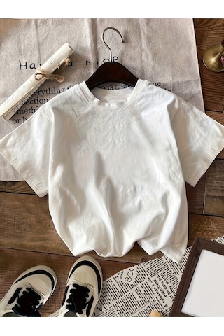 Uyguntarz Unisex Şehir Manzaralı Vangogh Baskılı Oversize Tişört Beyaz