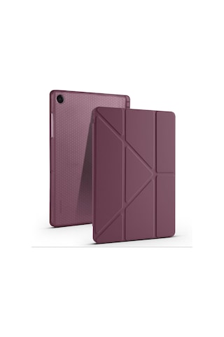 Maks Technology Galaxy Uyumlu Tab A11 Plus Kılıf Mkst Tri Folding Kalem Bölmeli Standlı Kılıf - Koyu Mor Tablet Kılıfı