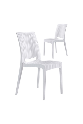 2 Adet Rattan Beyaz Sandalye / Balkon-bahçe-teras Beyaz